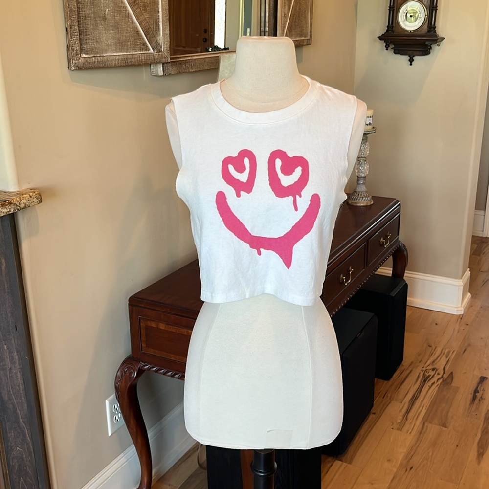 Crop Top Tee Goofy Pink Face Shoe Fly